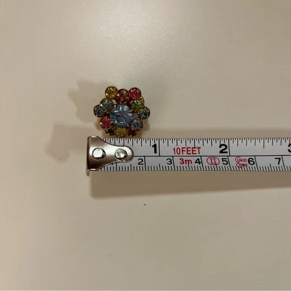 Vintage antique art deco Retro Crystal Pastel fruit salad Mini Flower Brooch - Picture 12 of 13